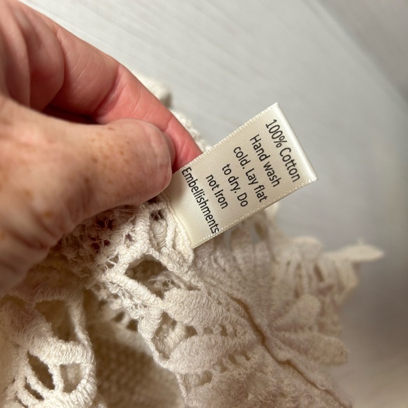 Sage Lane Chunky Cotton Crochet Knit Off White Sleeveless Boho Top - Picture 3 of 5